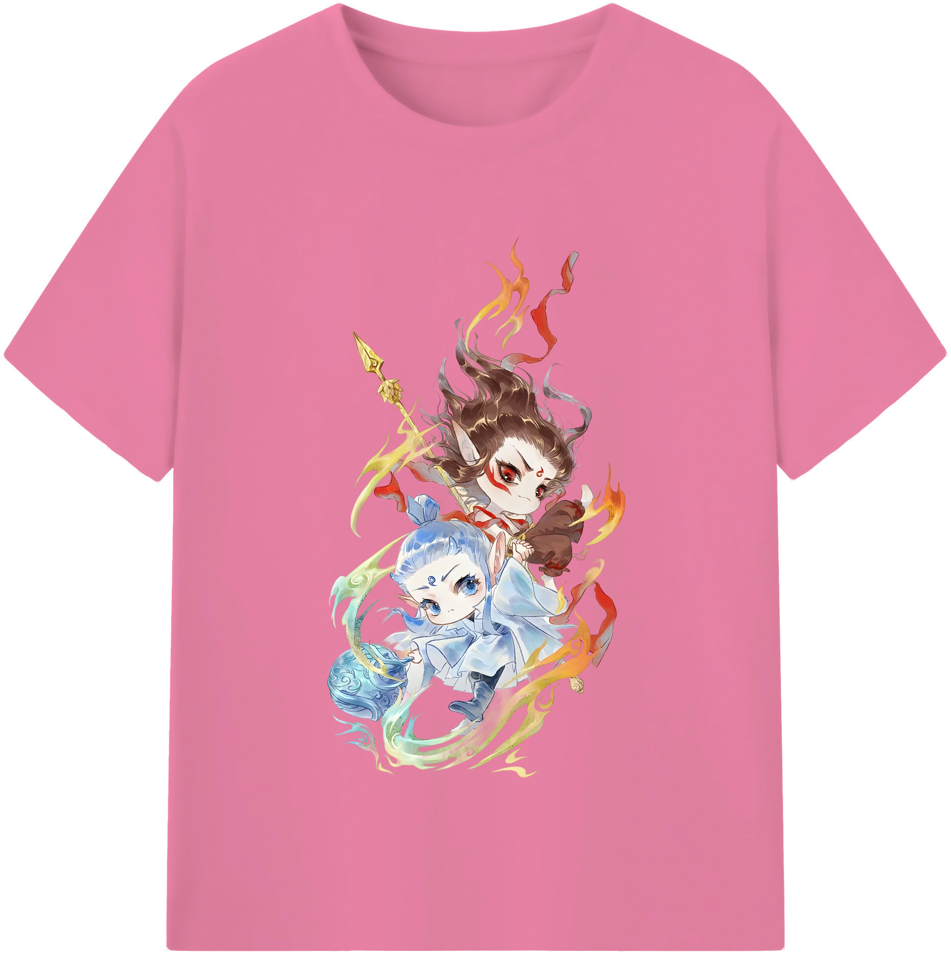 （画像用） Ne Zha 2 ナタ 魔童の大暴れ 綿100％半袖Tシャツ（フロントプリント）